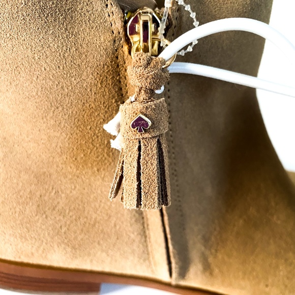 NEW Kate Spade Suede Leather Ankle Boots Booties Camel Carmel  Women's Size 10 - Picture 6 of 13